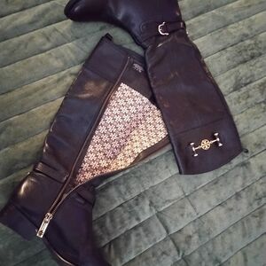 Tory Burch Black Ankle Boots with Silver Accents